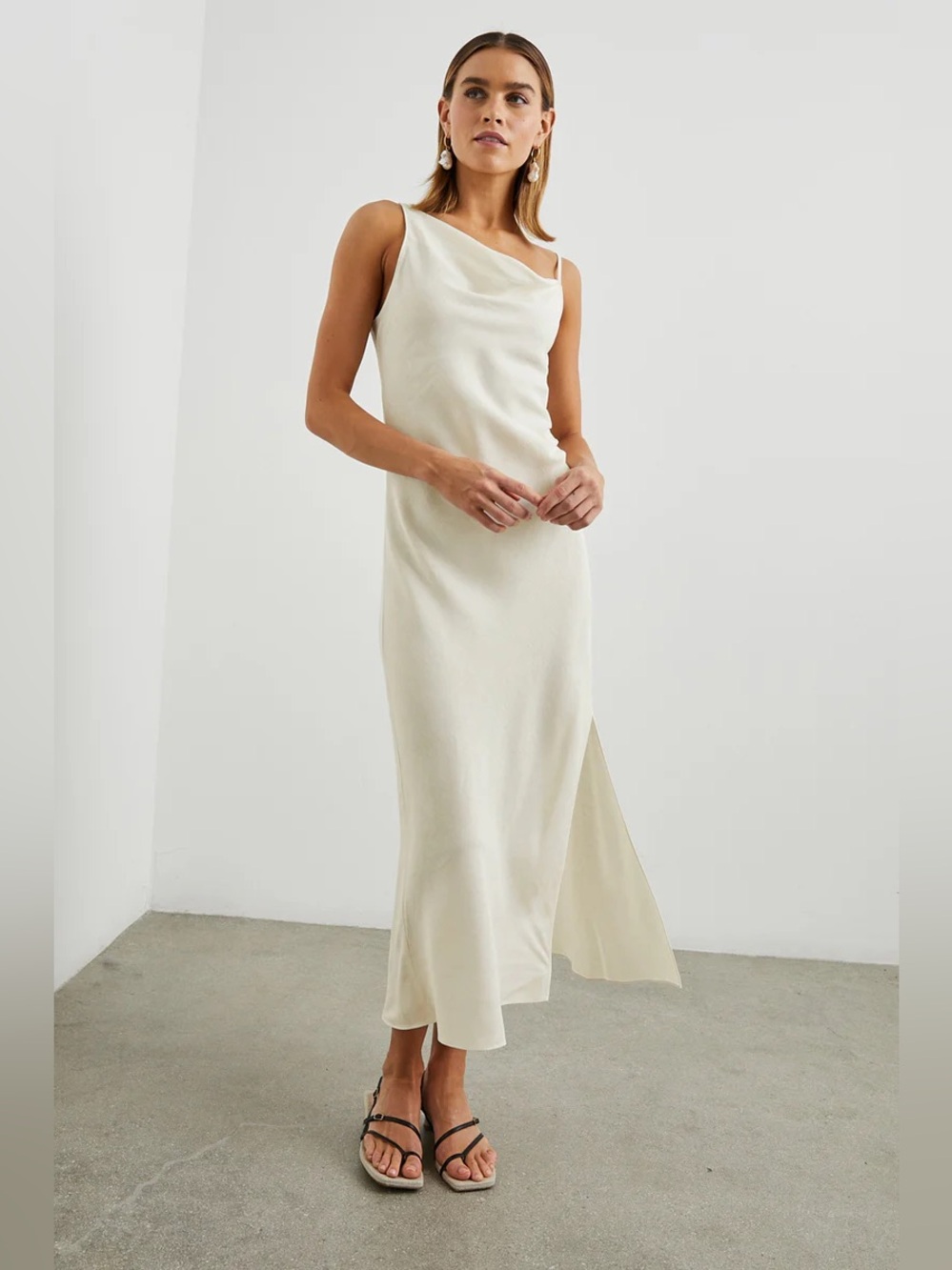 Rails Jackie Asymmetric Midi Linen Blend Slip Dress Size Medium
